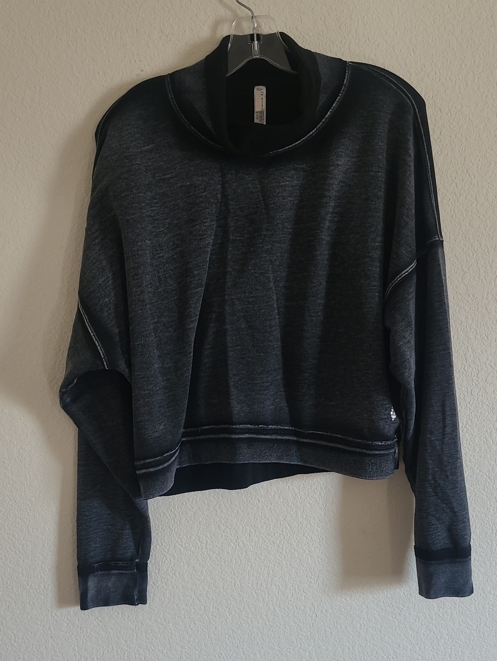 Free People Movement Charcoal Black Turtleneck Sweater Top Size S (Flaw)